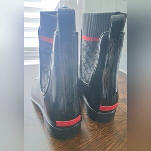 Coach Black and Red Rain Boots